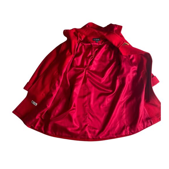 J.G. Hook Womens Size 14 Red Wool Blend Toggle Coat Hooded Red Lined Duffle Coat - Picture 7 of 14